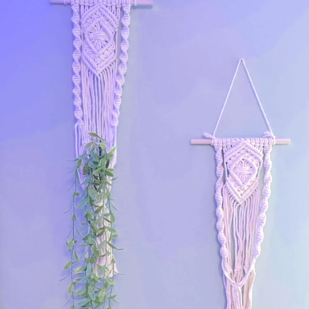 🪴🆕 2 Modern Home Decor Macramé bOhO Style Woven Fiber Artistry Plant Hanger🪴